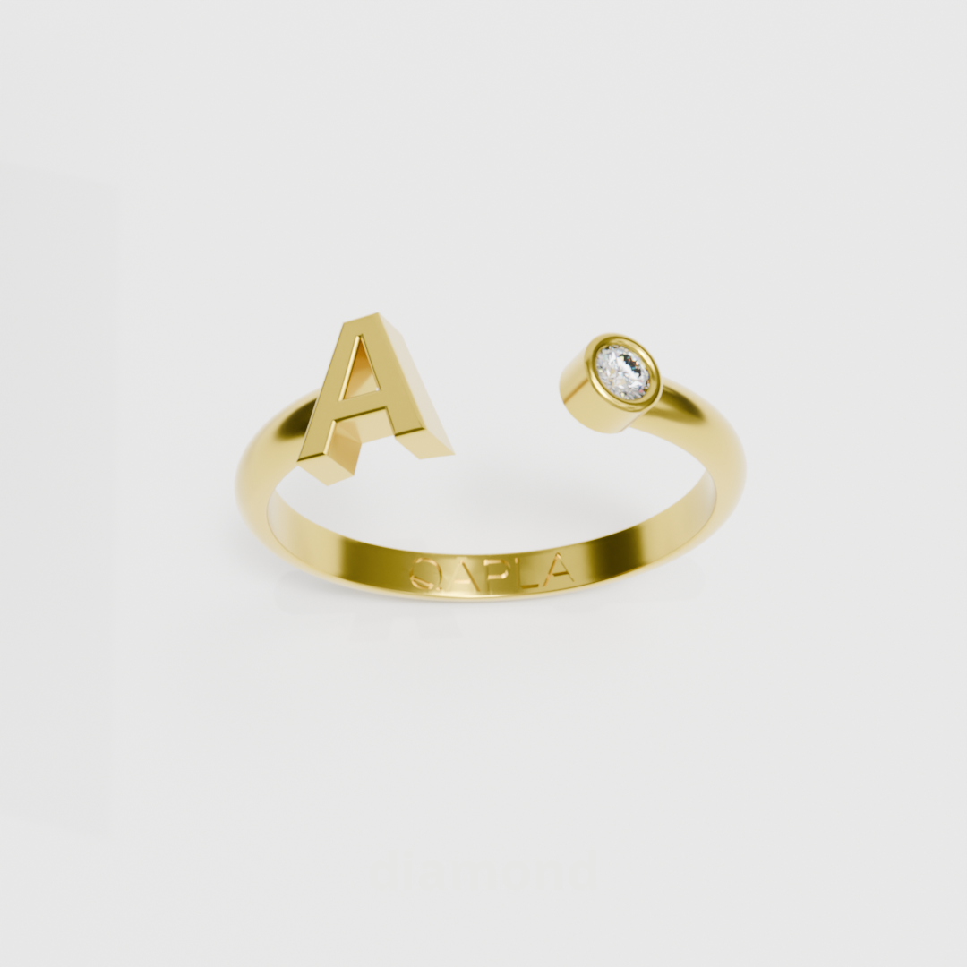 Birthstone Initial Ring A-G