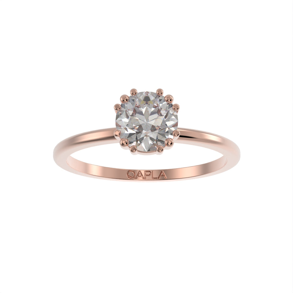 Slim six prong solitaire ring
