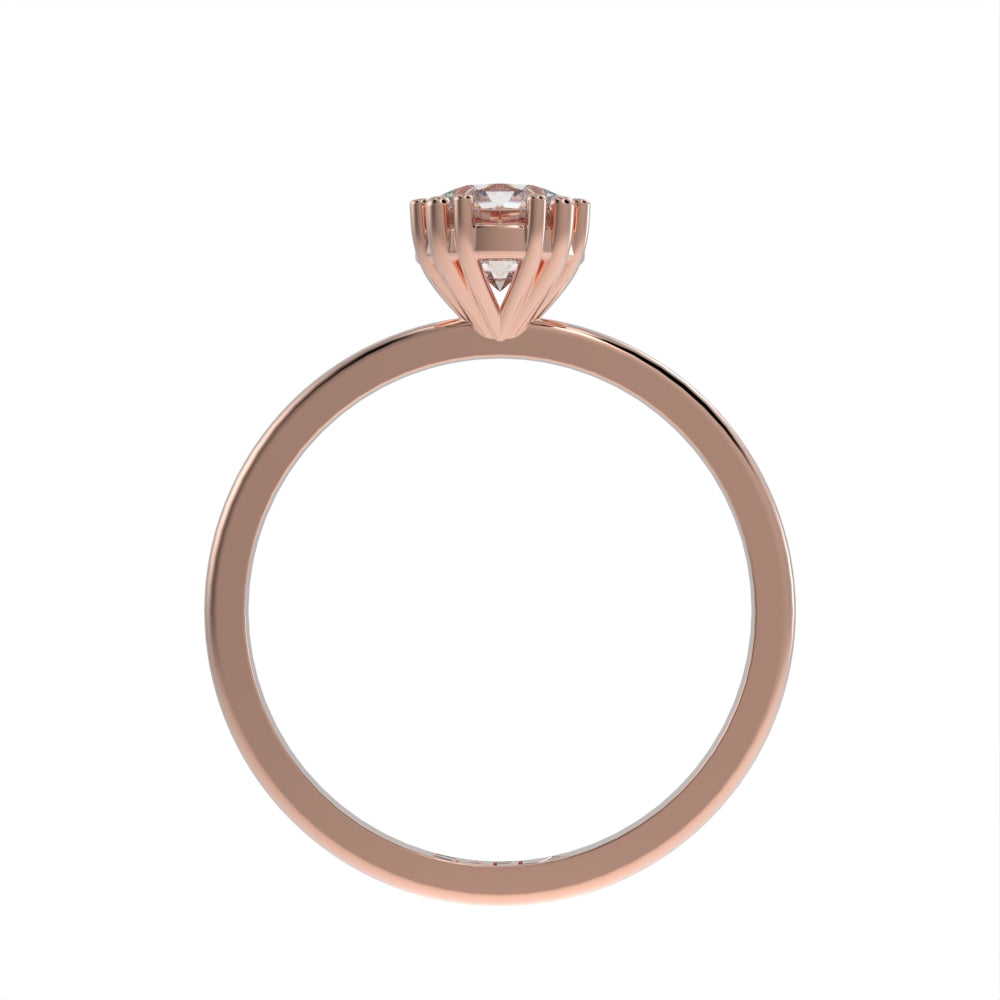 Slim six prong solitaire ring