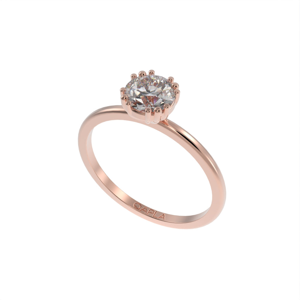 Slim six prong solitaire ring