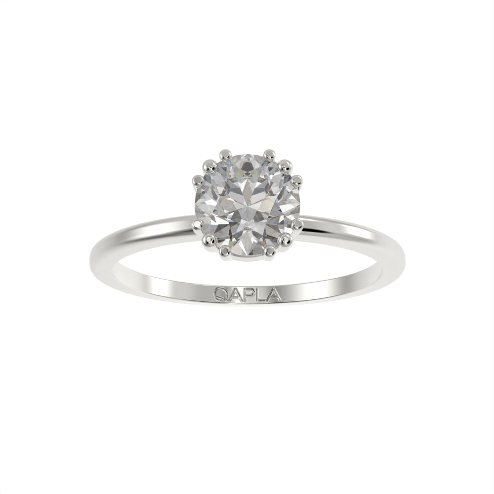 Slim six prong solitaire ring