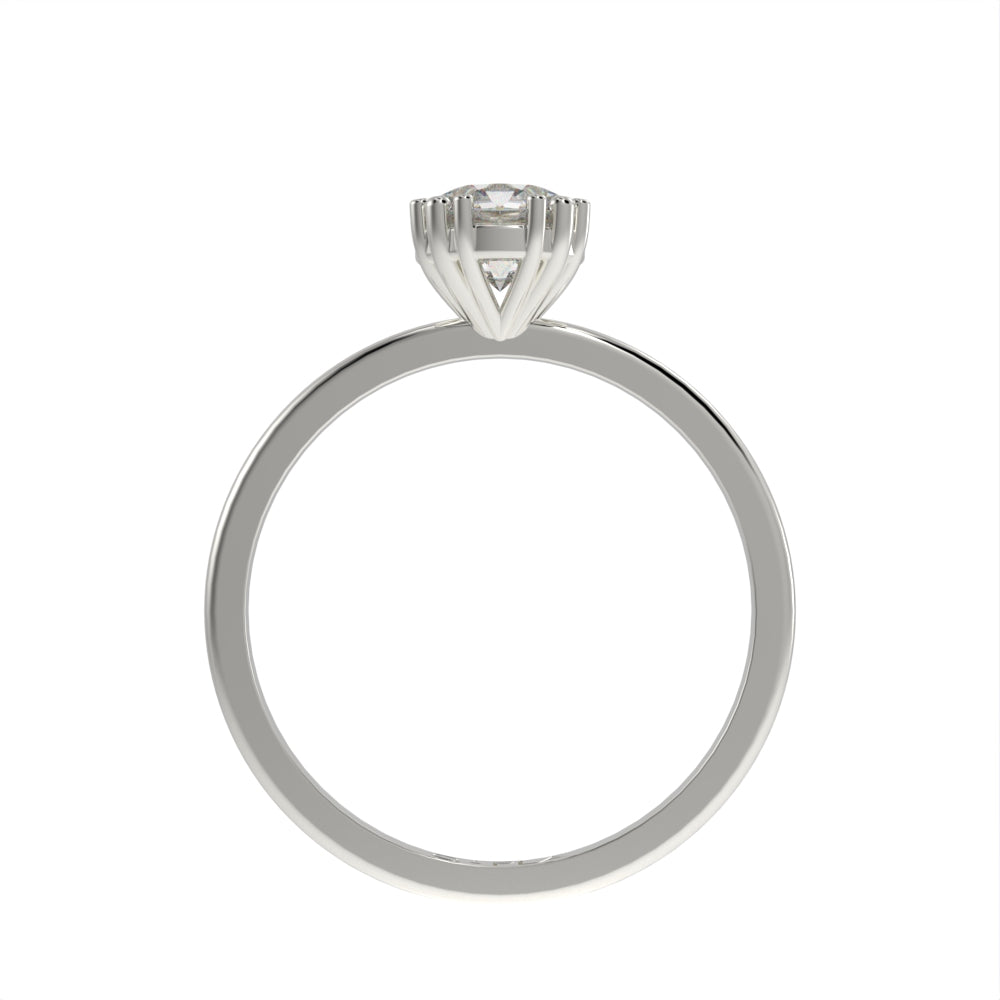 Slim six prong solitaire ring