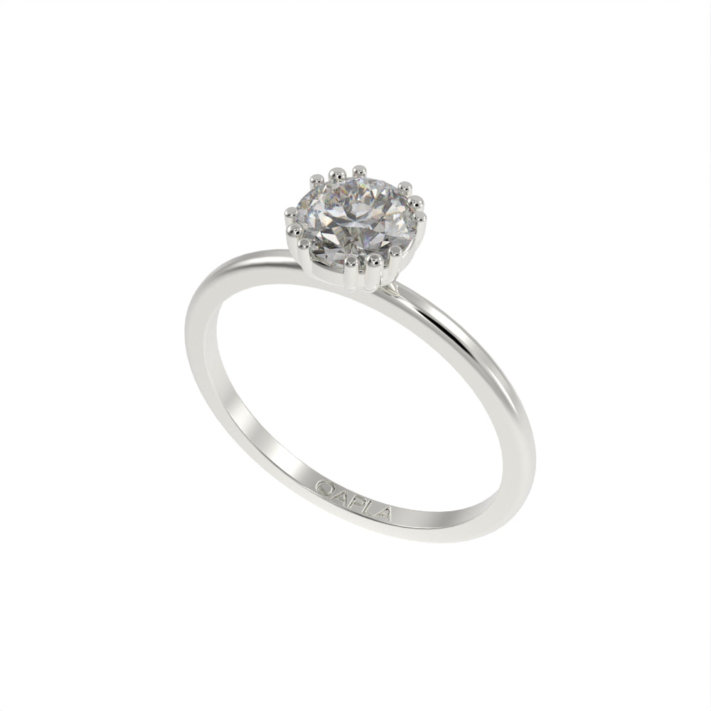 Slim six prong solitaire ring