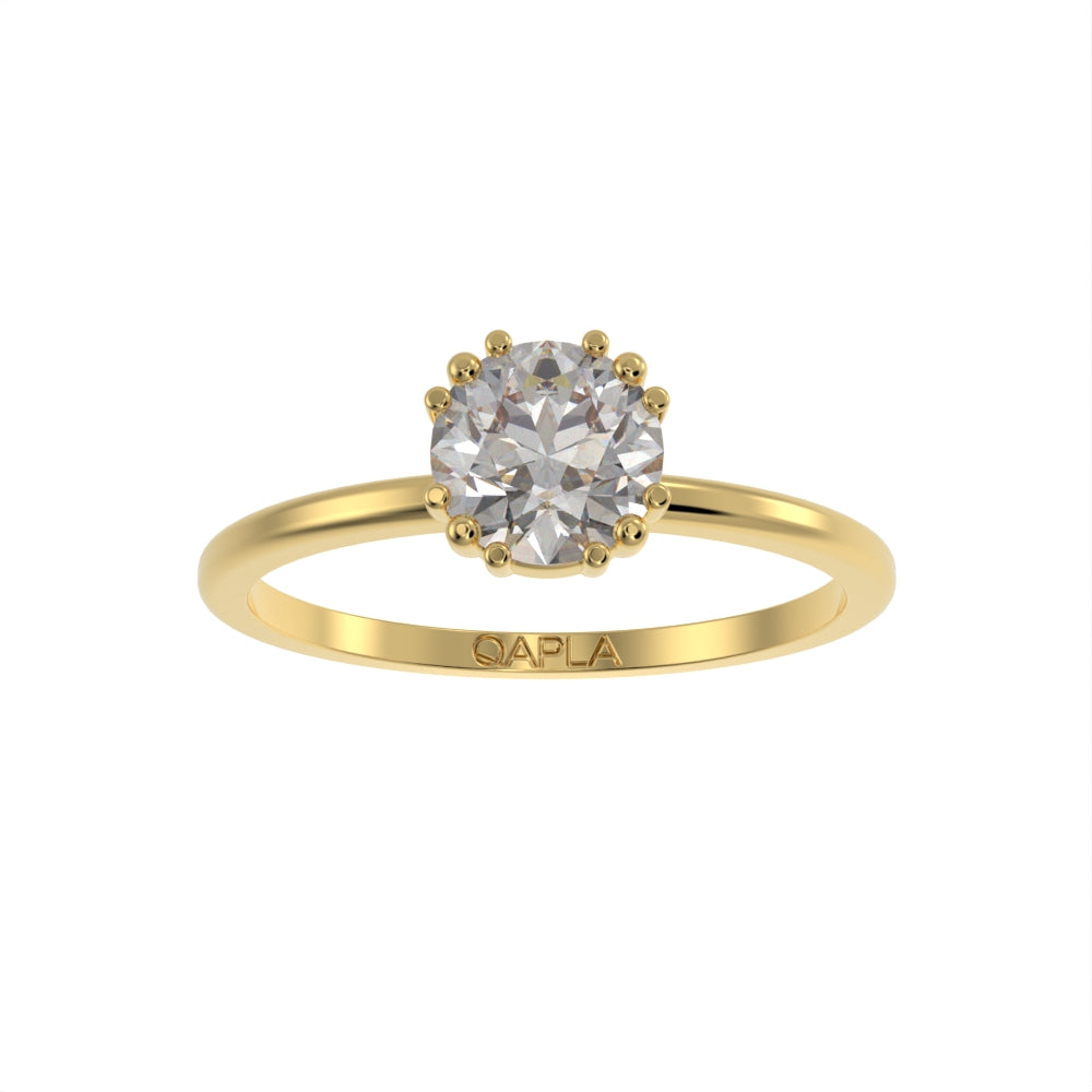Slim six prong solitaire ring