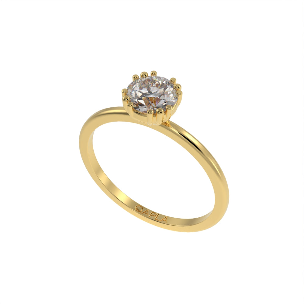 Slim six prong solitaire ring