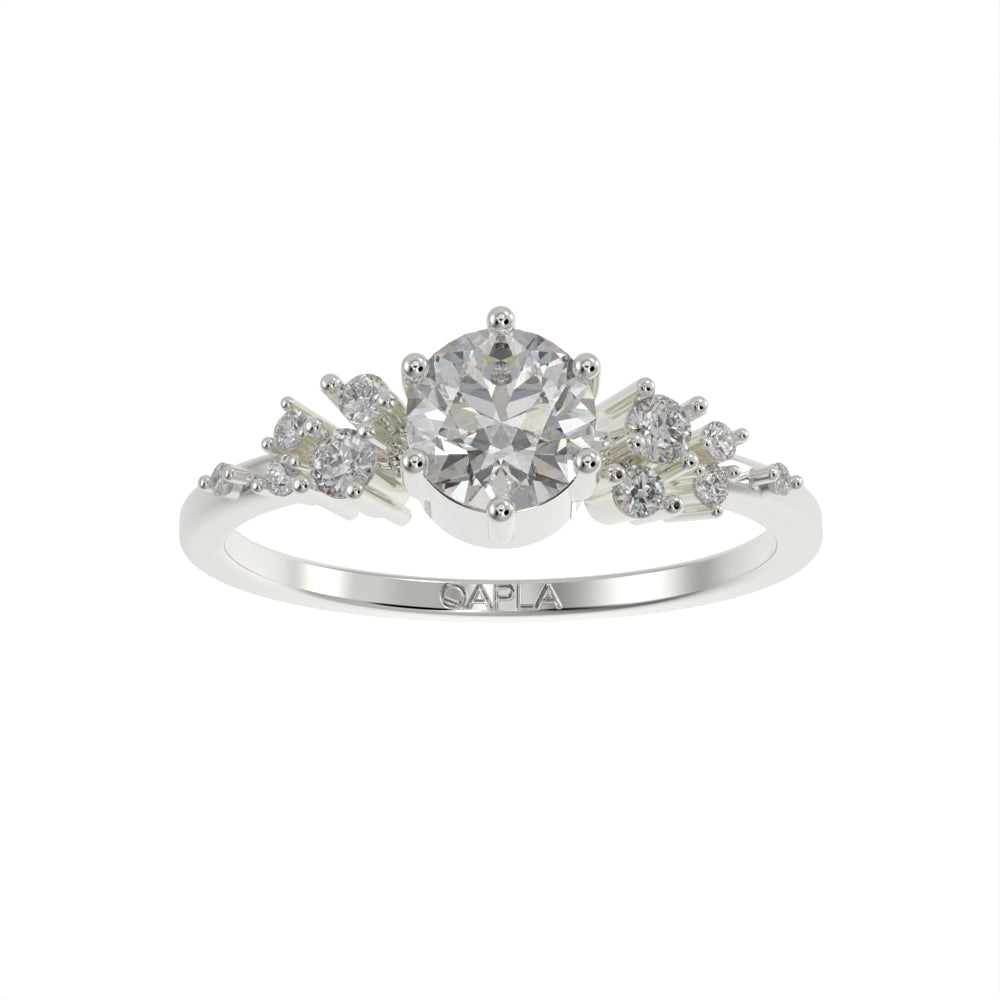 Delicate brilliant cluster unique ring