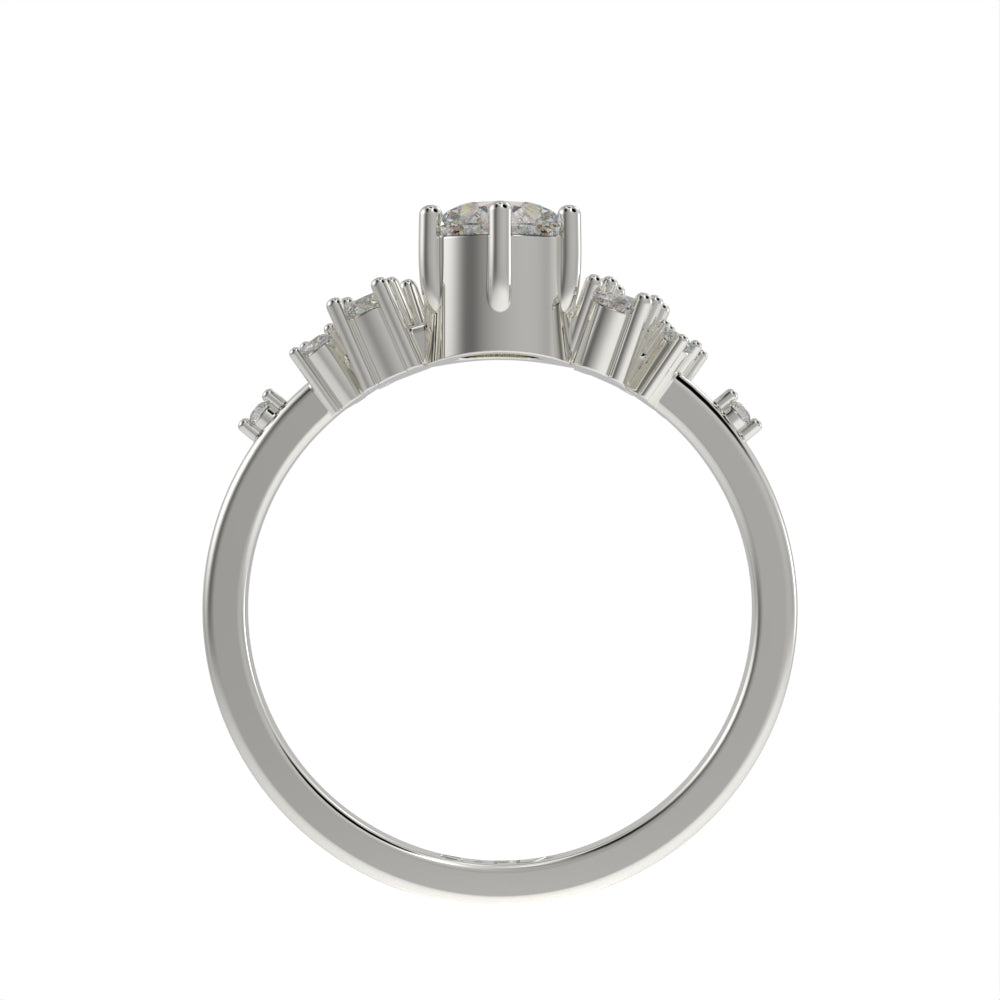 Delicate brilliant cluster unique ring