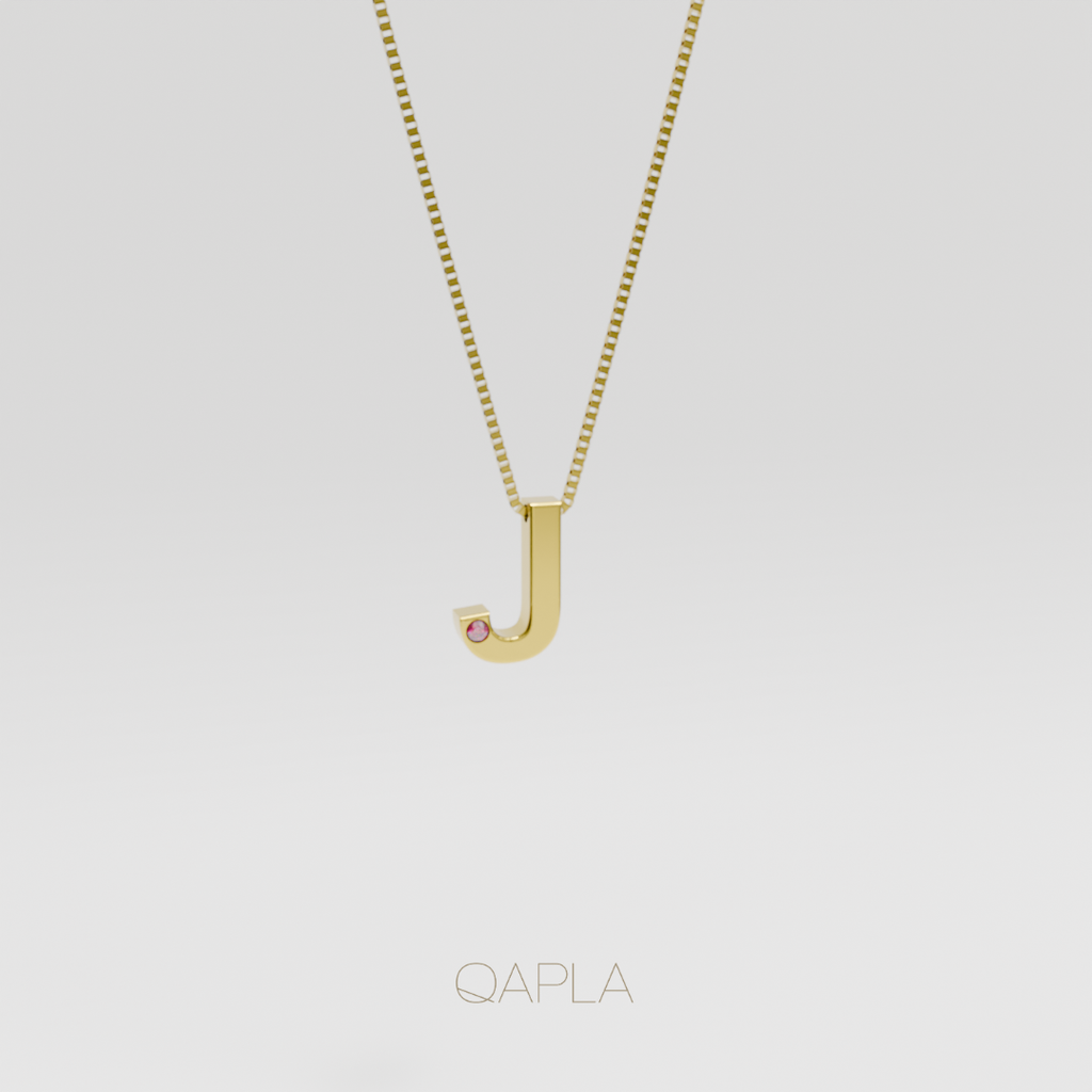 Bold Letter Necklace+Birthstone H-N