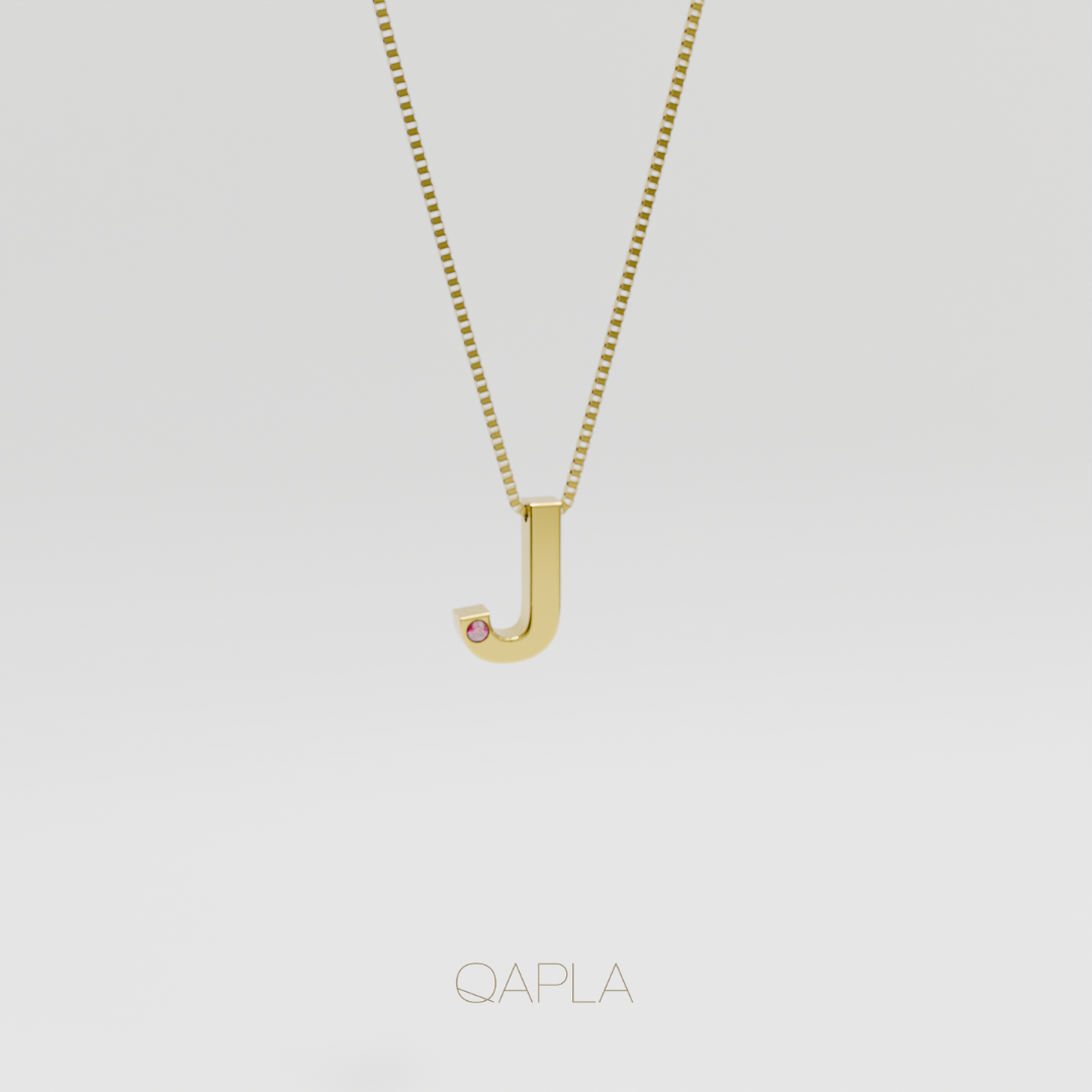 Bold Letter Necklace+Birthstone H-N