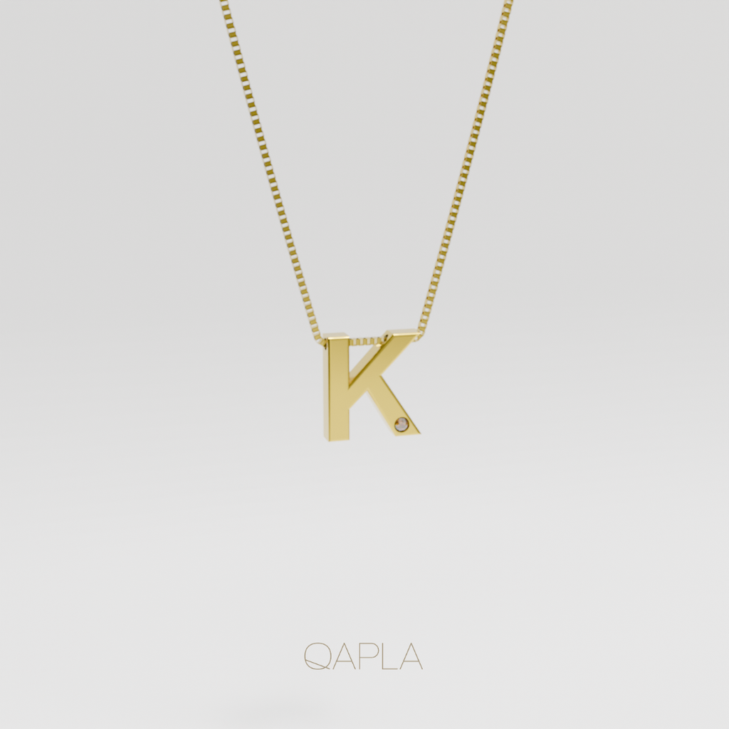 Bold Letter Necklace+Birthstone H-N