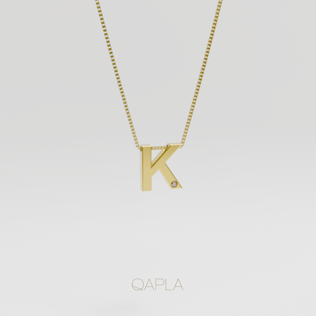 Bold Letter Necklace+Birthstone H-N