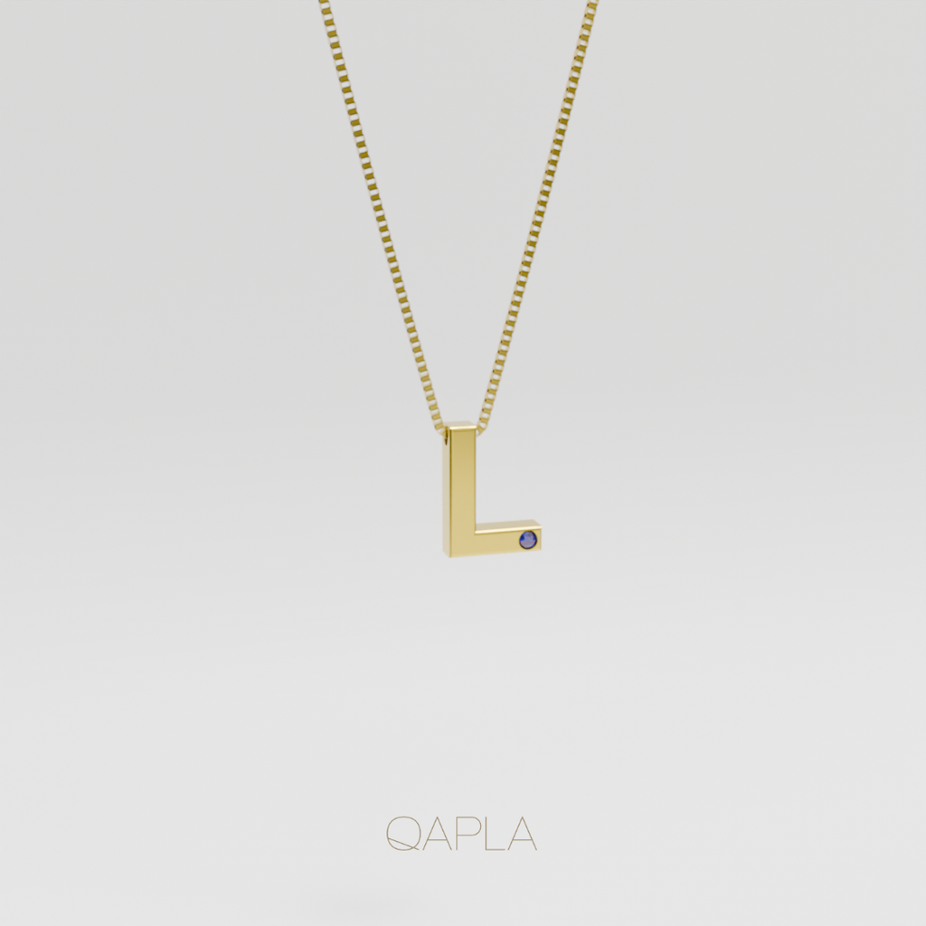 Bold Letter Necklace+Birthstone H-N