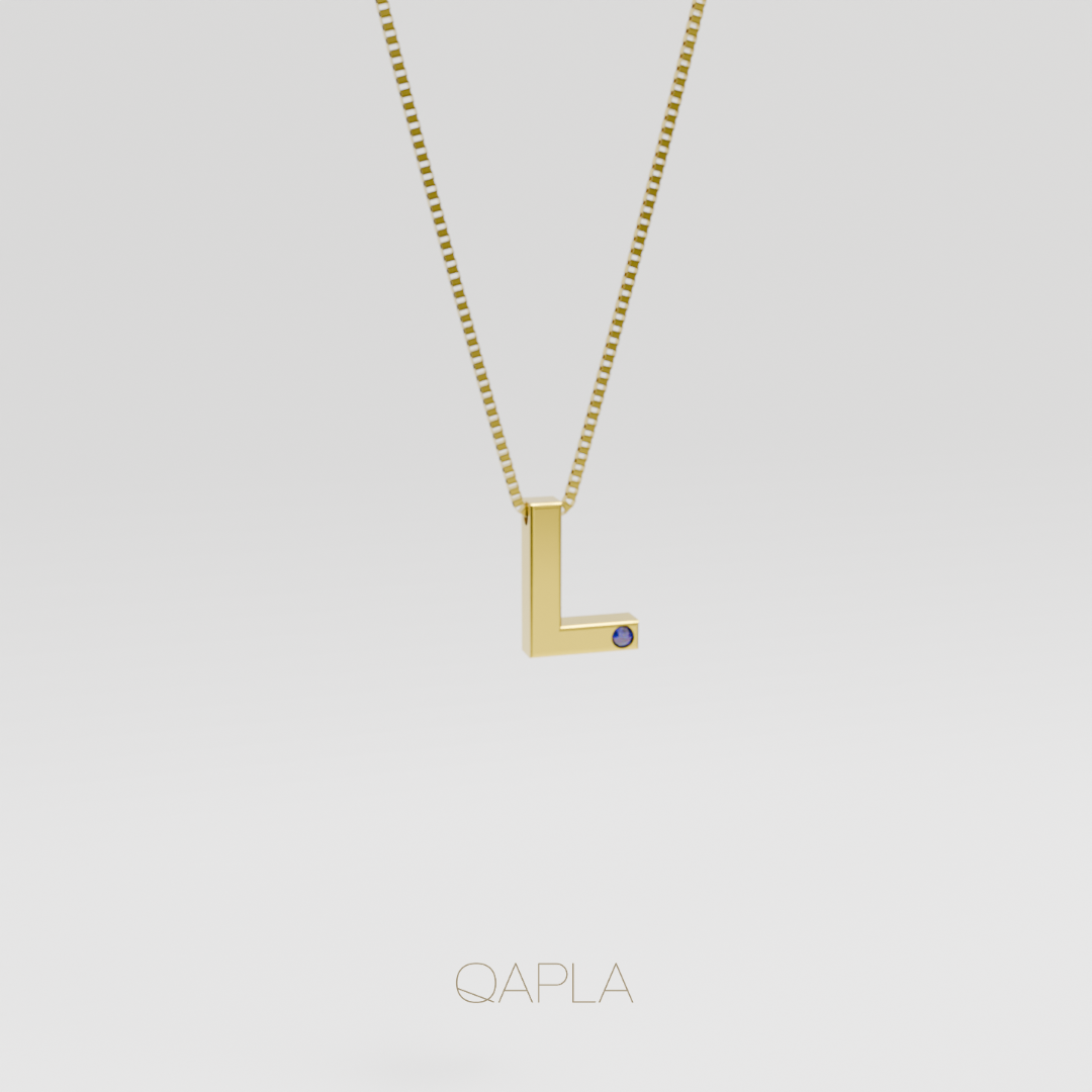 Bold Letter Necklace+Birthstone H-N