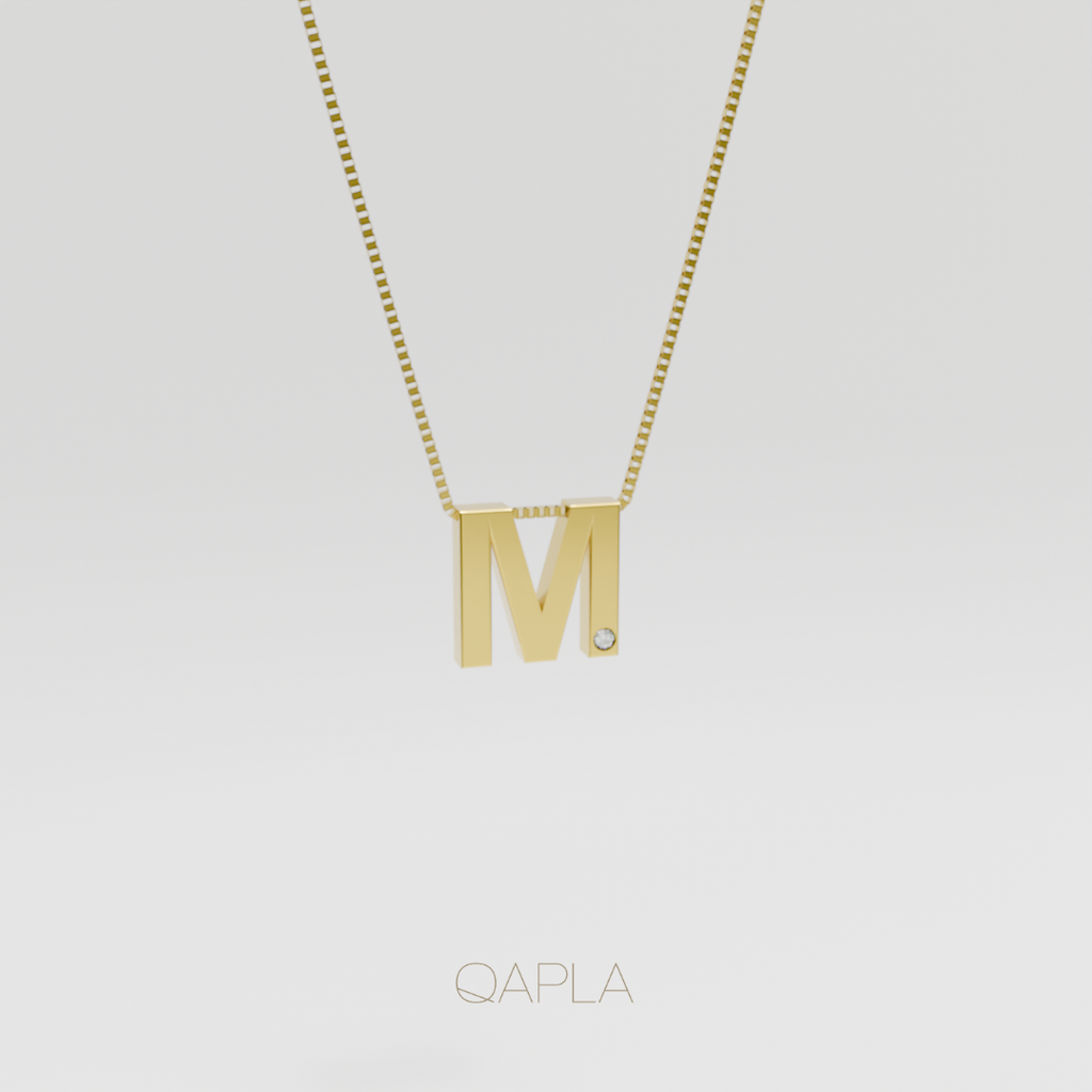Bold Letter Necklace+Birthstone H-N