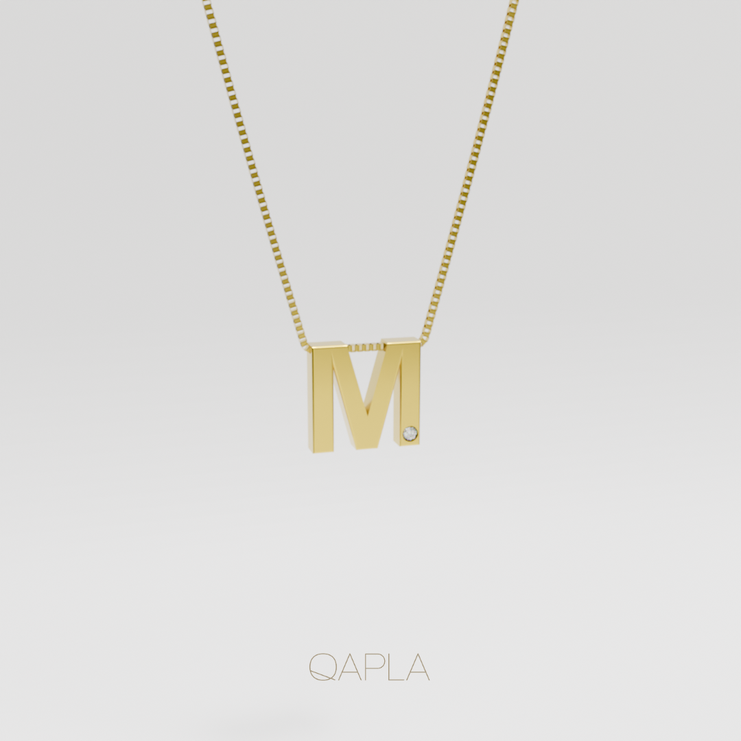 Bold Letter Necklace+Birthstone H-N