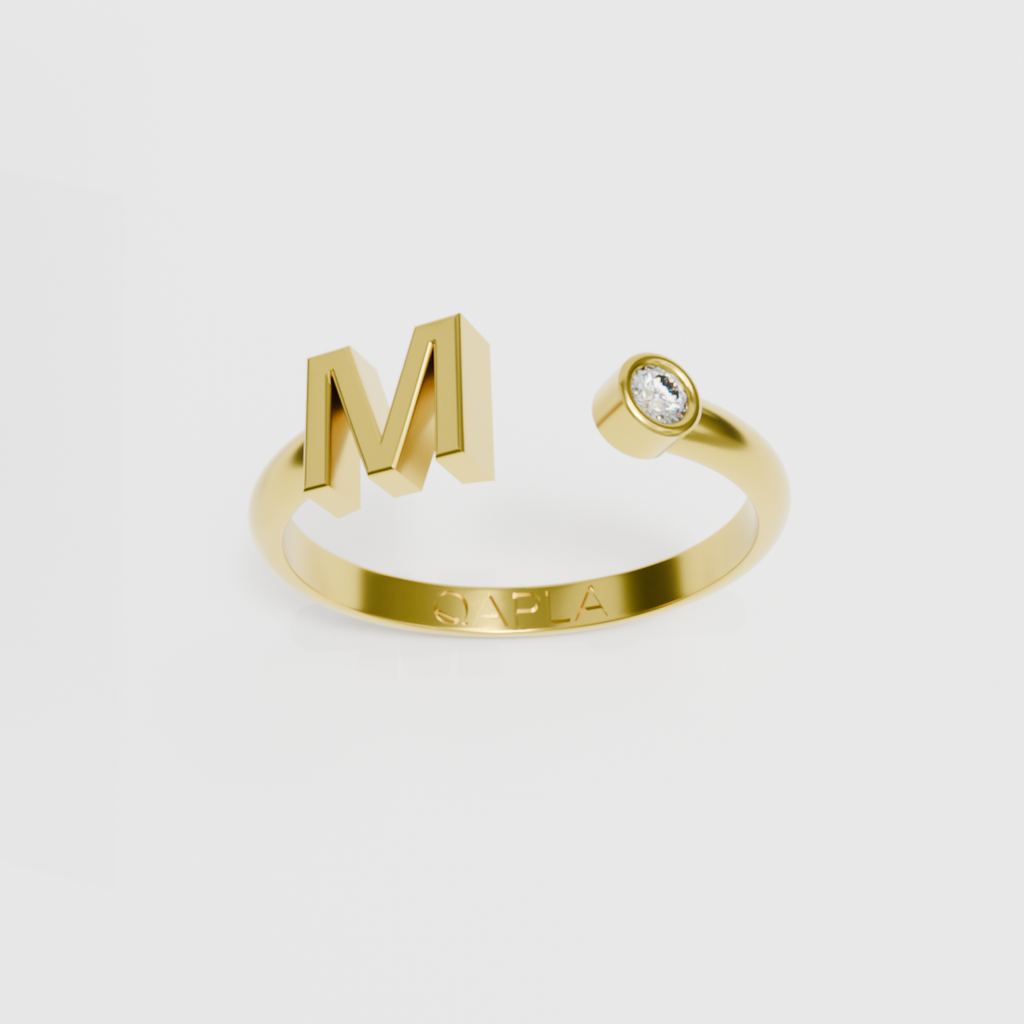 Birthstone Initial Ring H-N