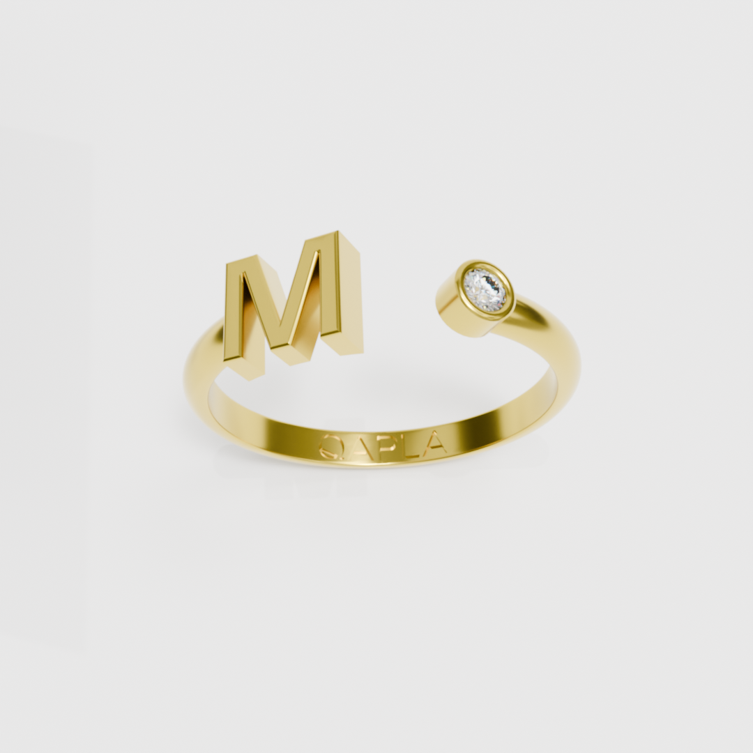 Birthstone Initial Ring H-N