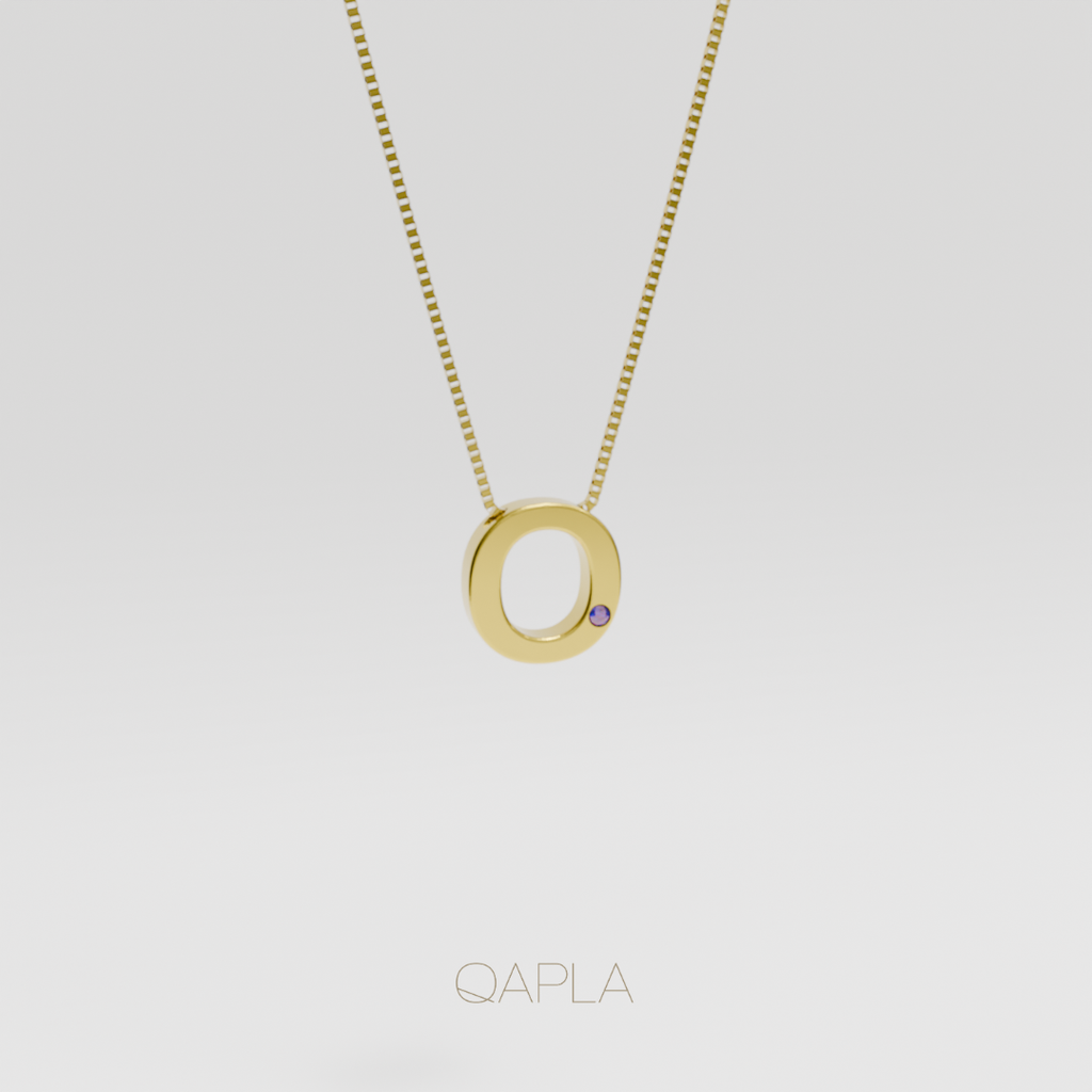 Bold Letter Necklace+Birthstone O-T