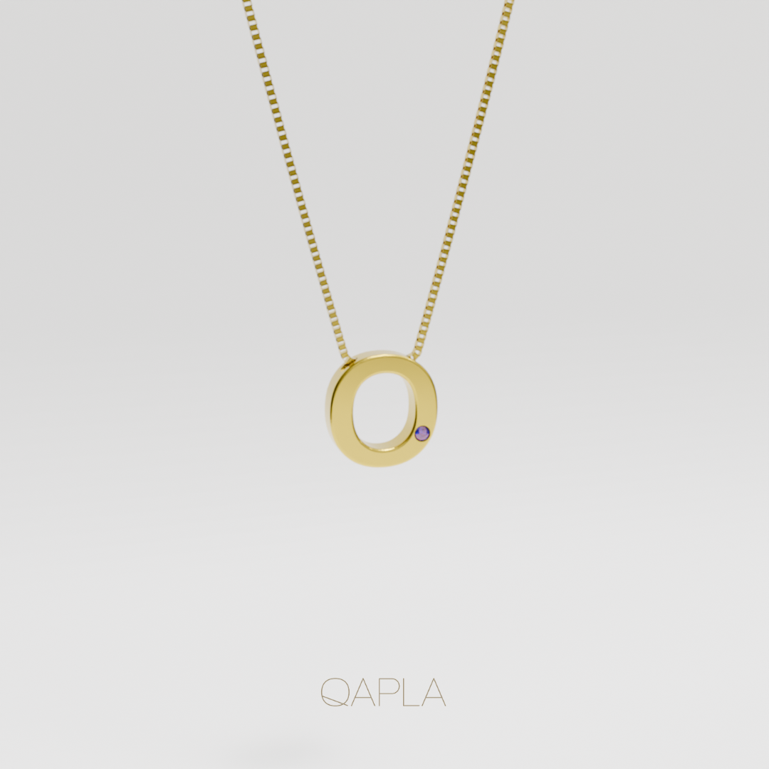 Bold Letter Necklace+Birthstone O-T