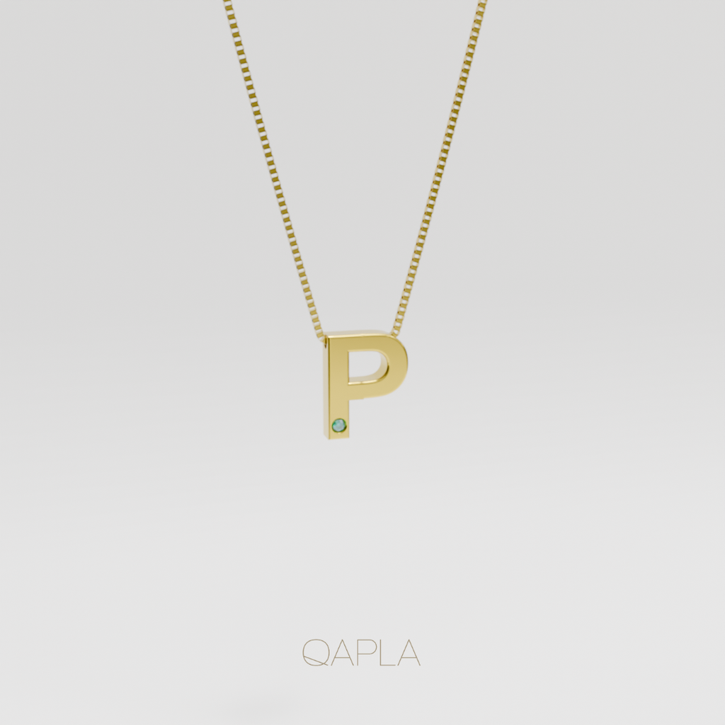 Bold Letter Necklace+Birthstone O-T