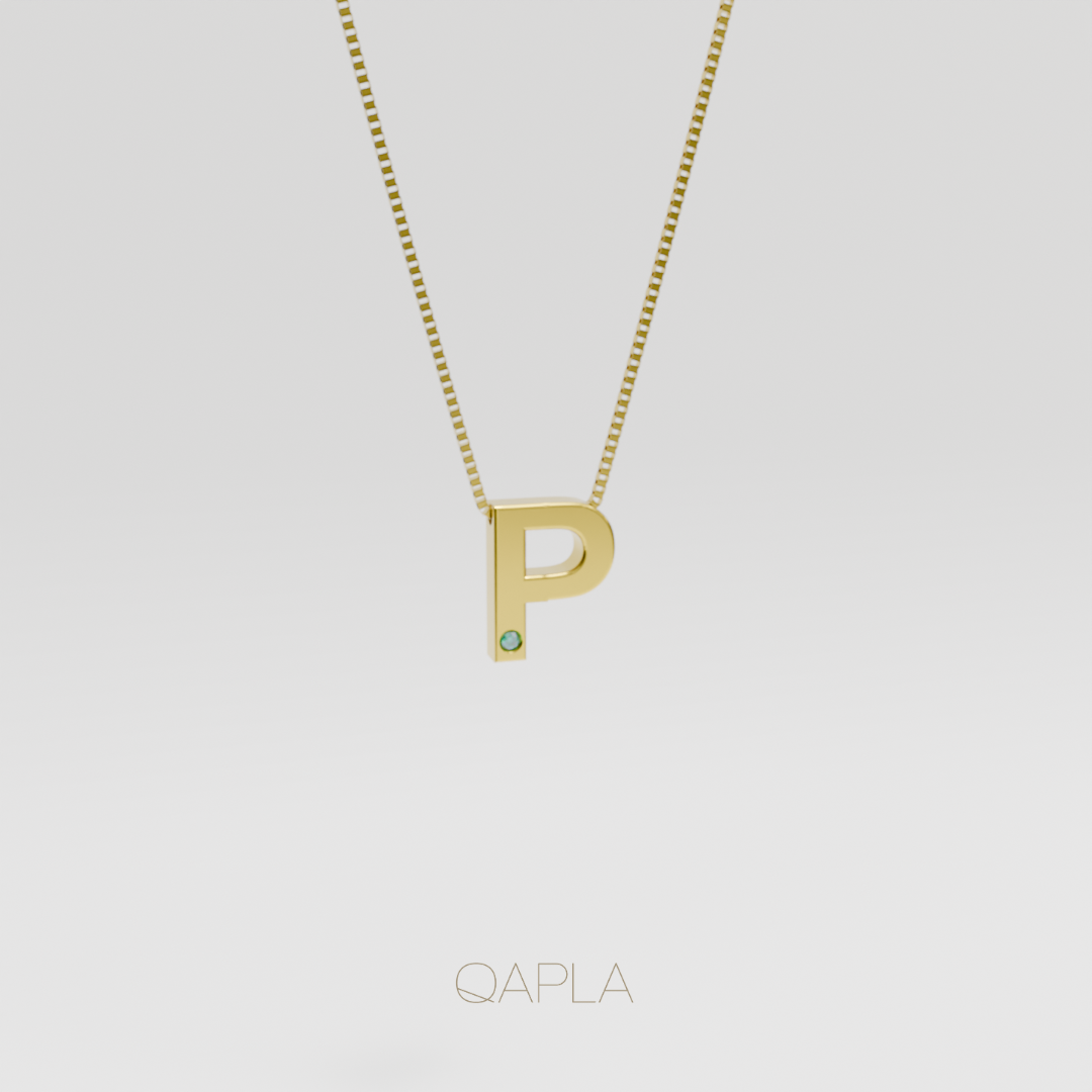 Bold Letter Necklace+Birthstone O-T