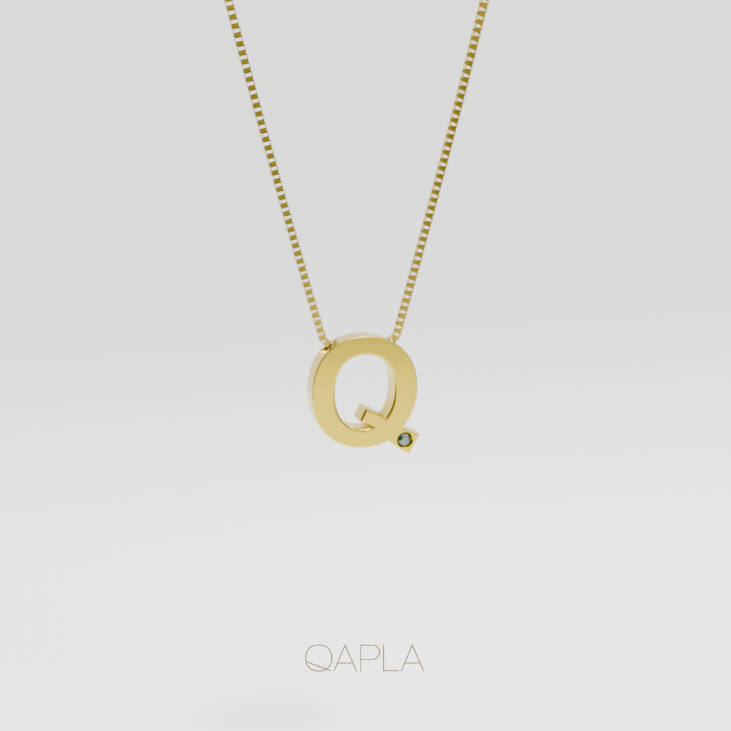 Bold Letter Necklace+Birthstone O-T