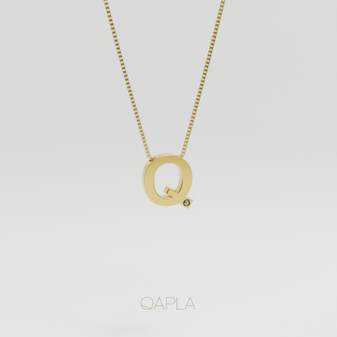 Bold Letter Necklace+Birthstone O-T