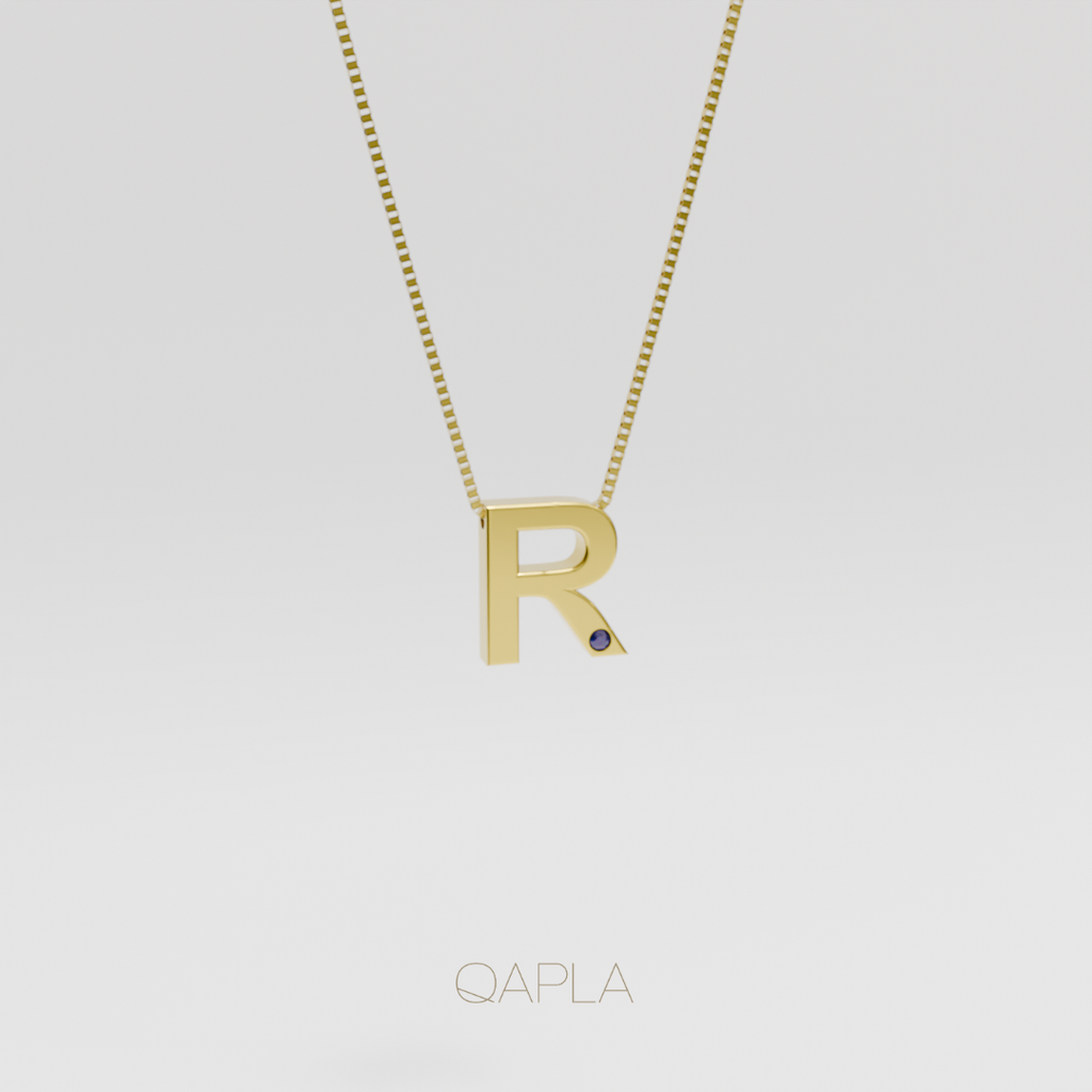 Bold Letter Necklace+Birthstone O-T