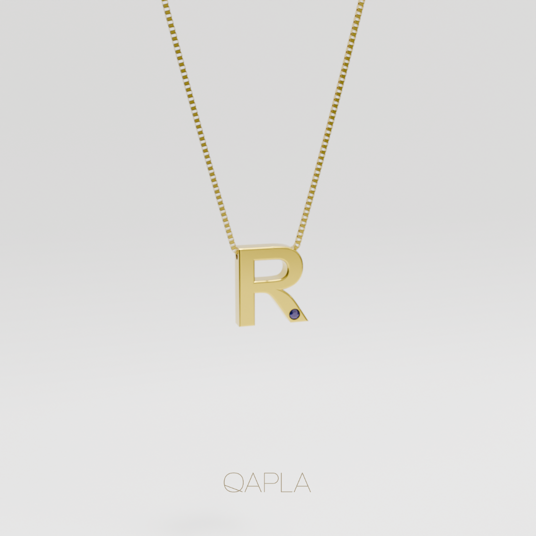 Bold Letter Necklace+Birthstone O-T