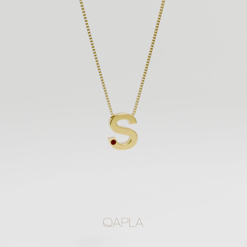 Bold Letter Necklace+Birthstone O-T