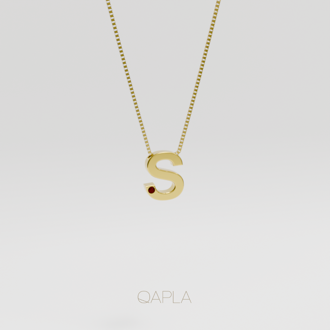 Bold Letter Necklace+Birthstone O-T
