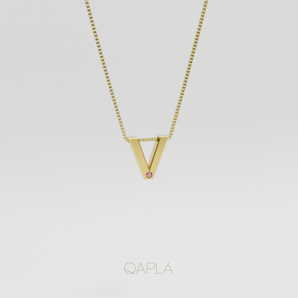 Bold Letter Necklace+Birthstone U-Z