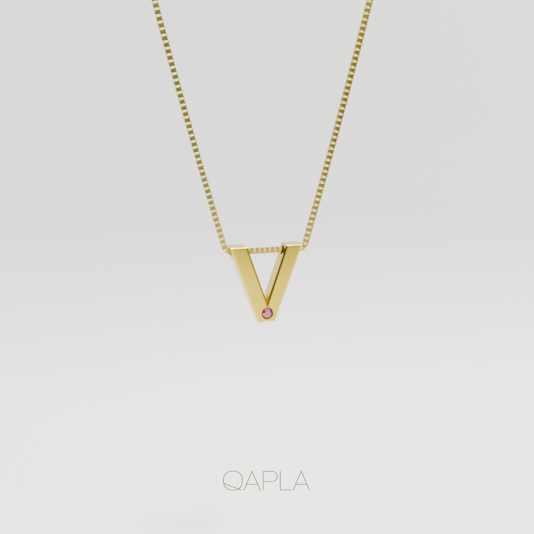 Bold Letter Necklace+Birthstone U-Z