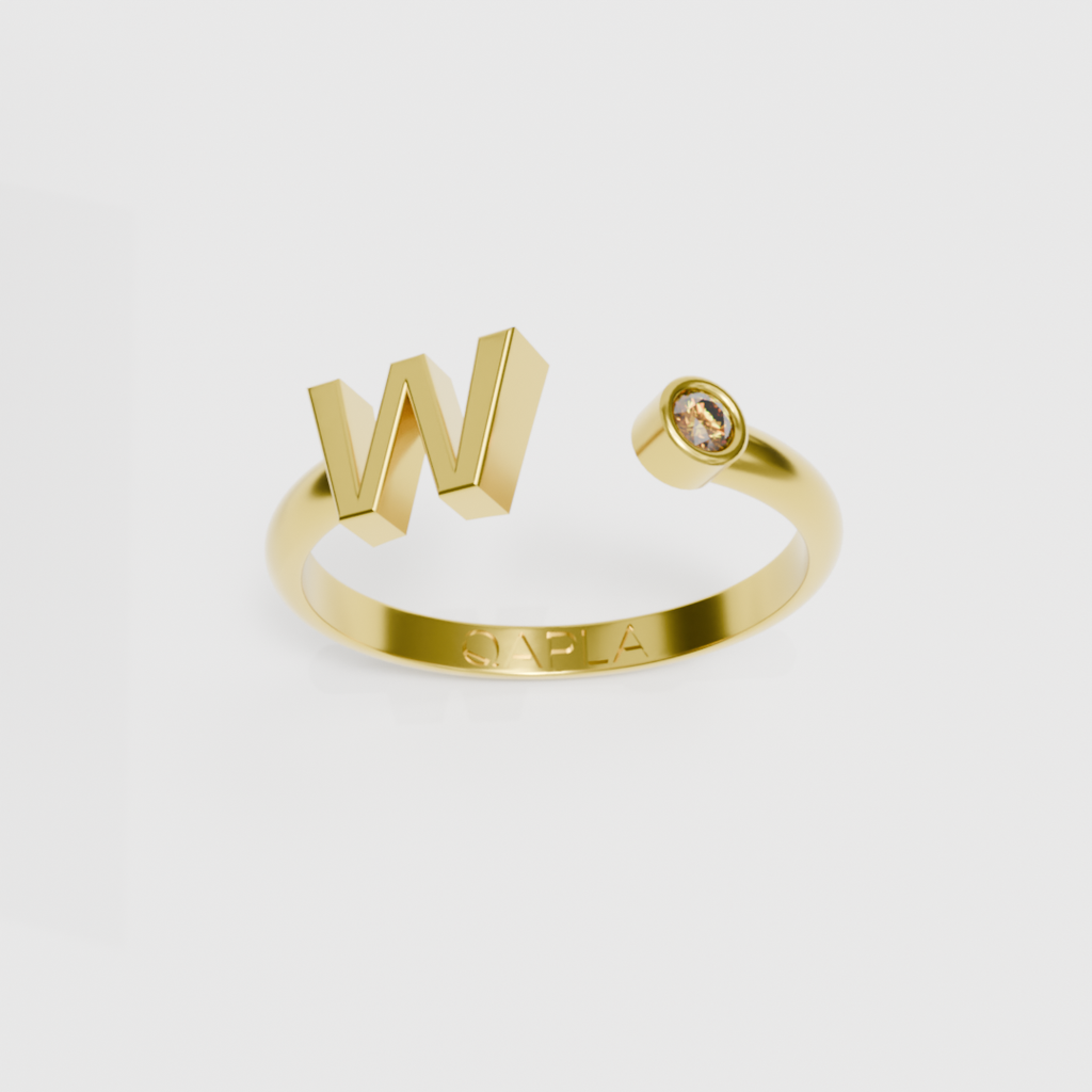 Birthstone Initial Ring U-Z