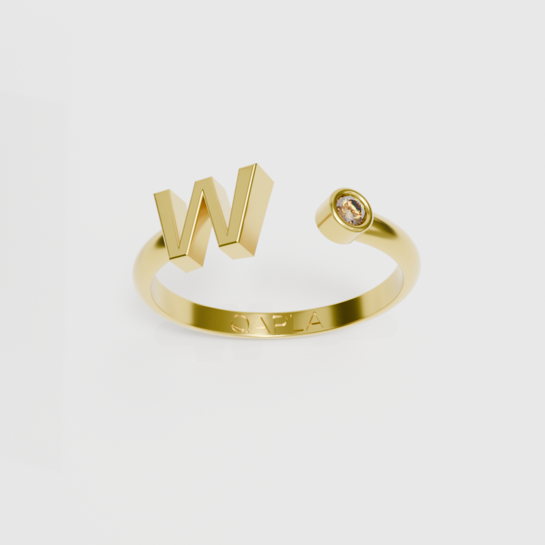 Birthstone Initial Ring U-Z