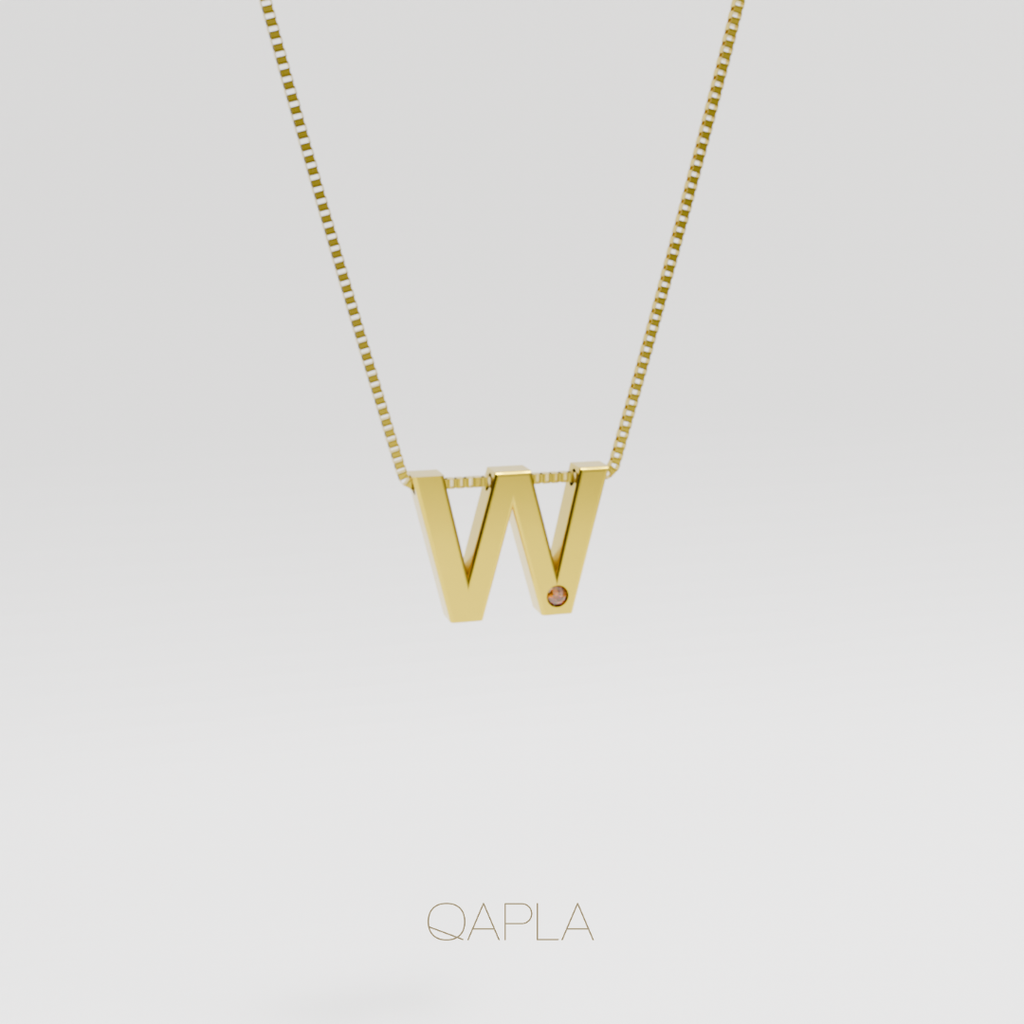 Bold Letter Necklace+Birthstone U-Z