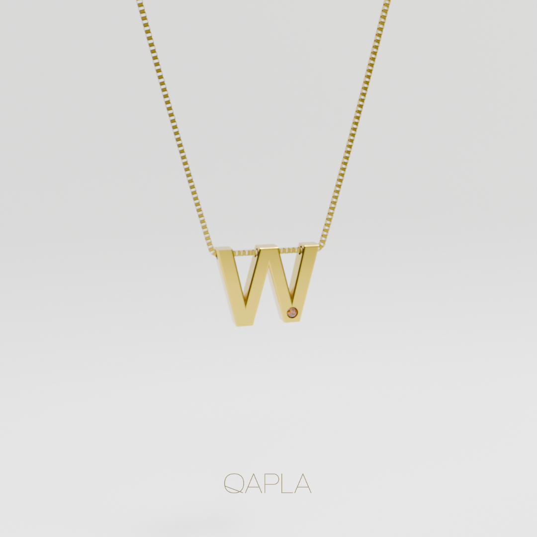 Bold Letter Necklace+Birthstone U-Z