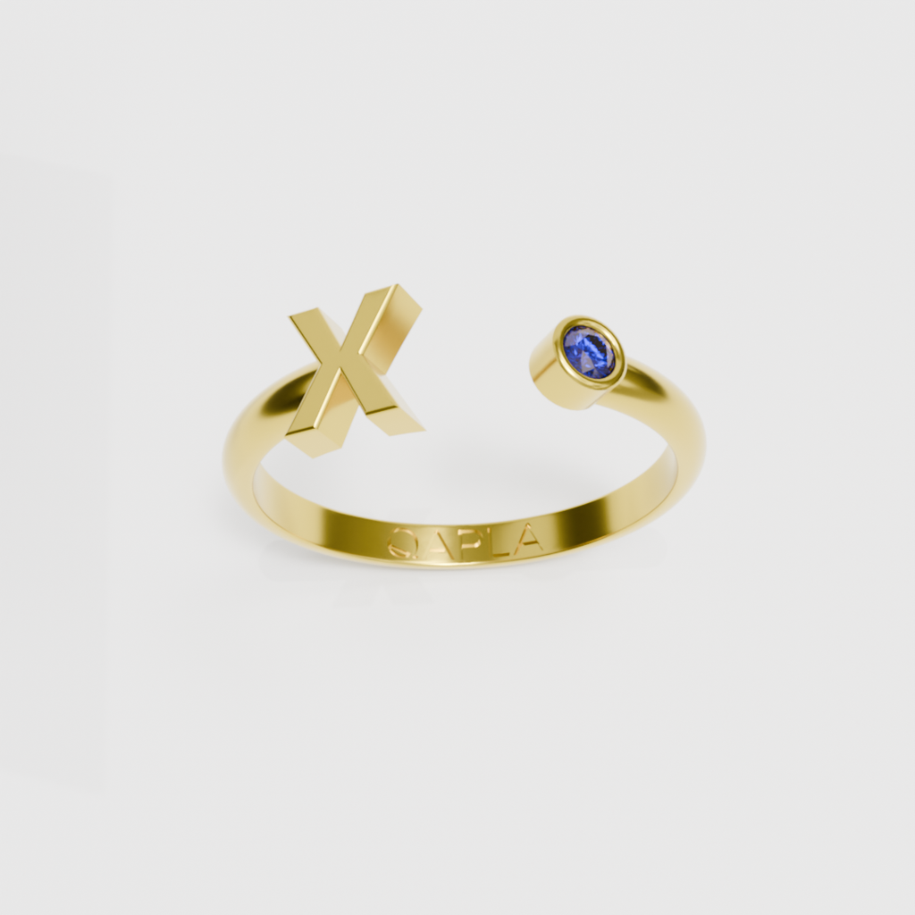 Birthstone Initial Ring U-Z