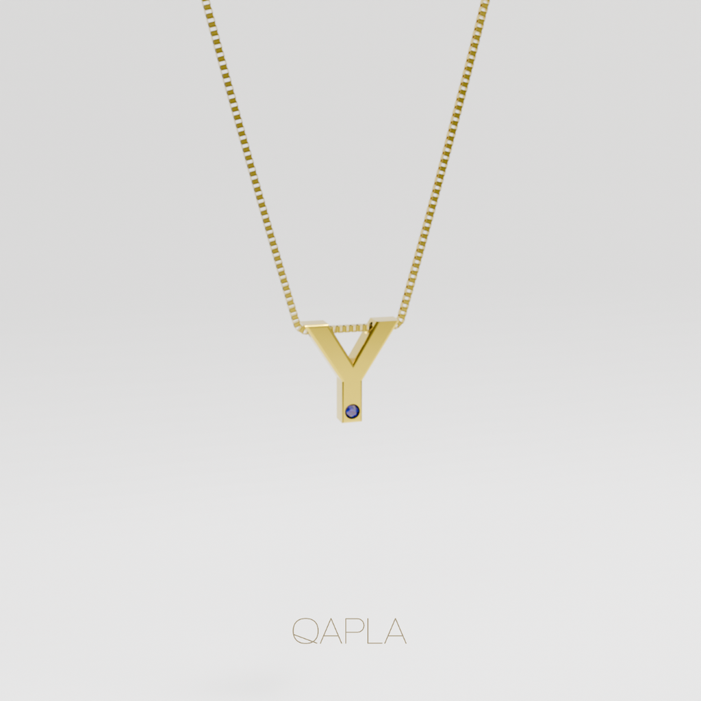 Bold Letter Necklace+Birthstone U-Z