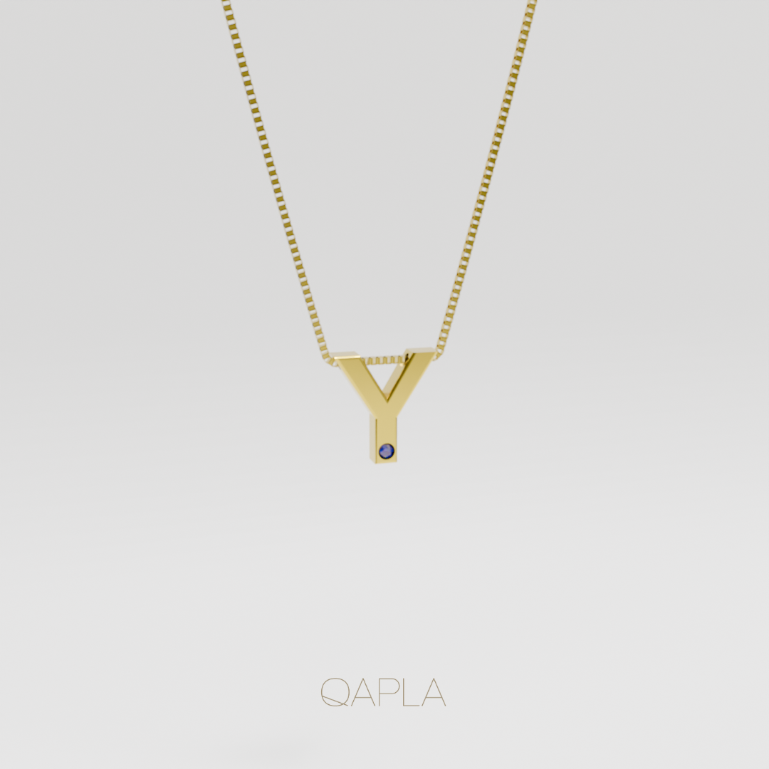 Bold Letter Necklace+Birthstone U-Z