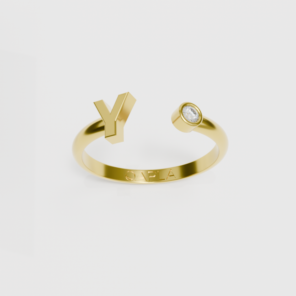 Birthstone Initial Ring U-Z