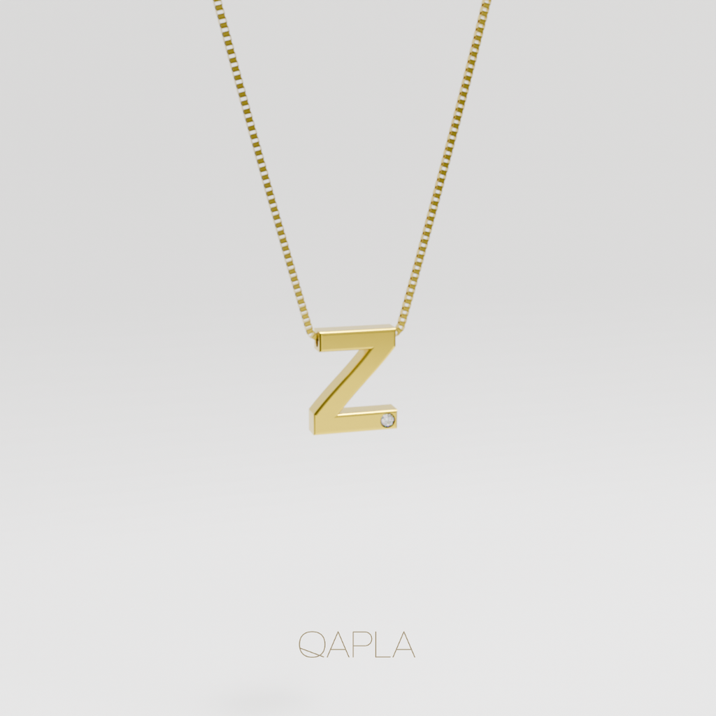 Bold Letter Necklace+Birthstone U-Z