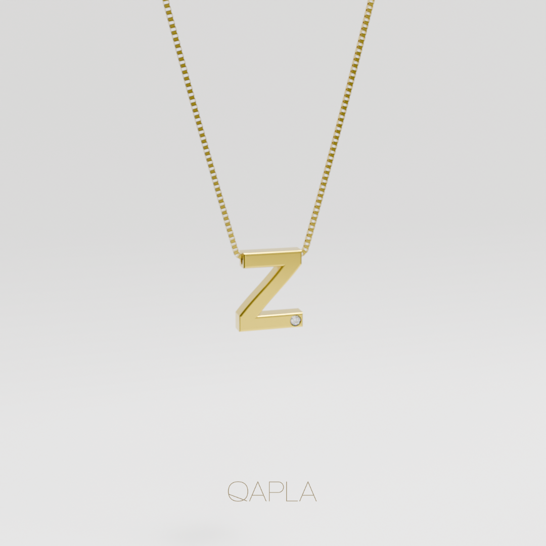 Bold Letter Necklace+Birthstone U-Z