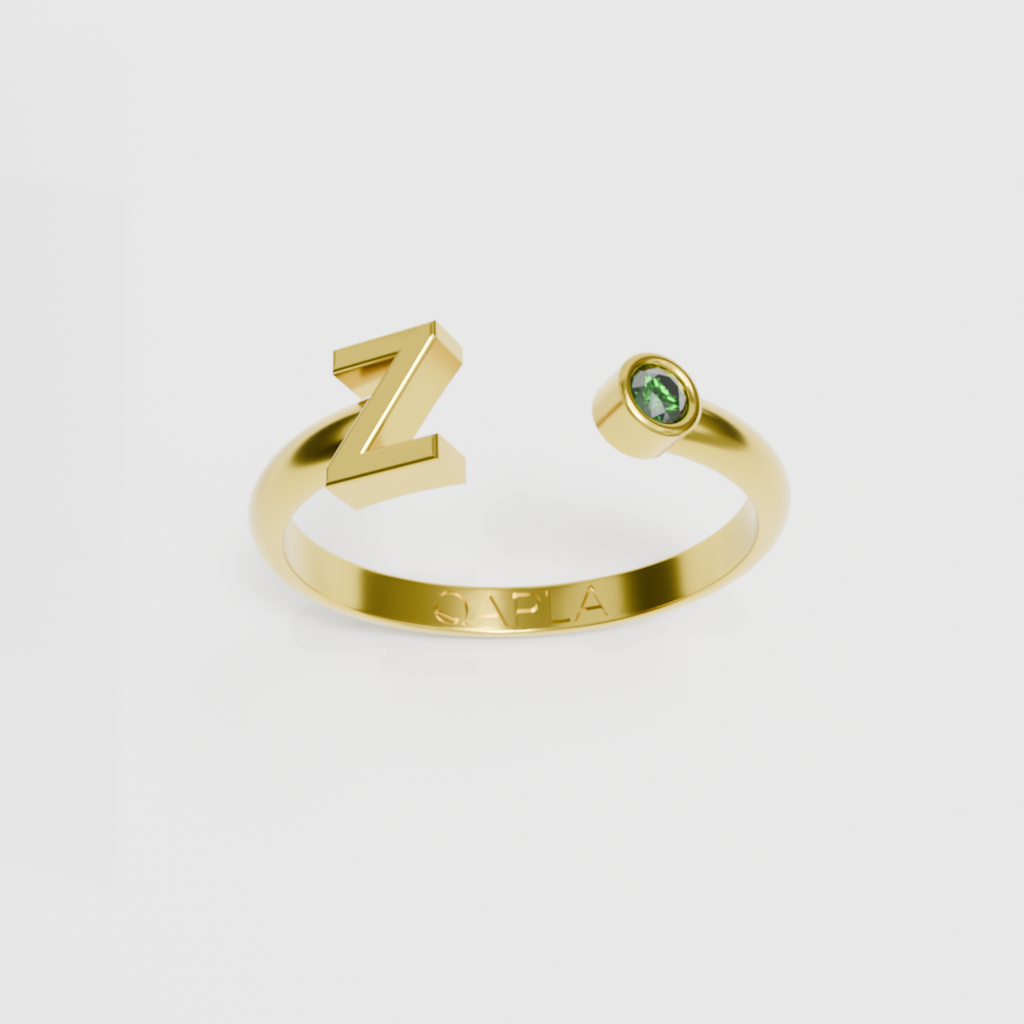 Birthstone Initial Ring U-Z