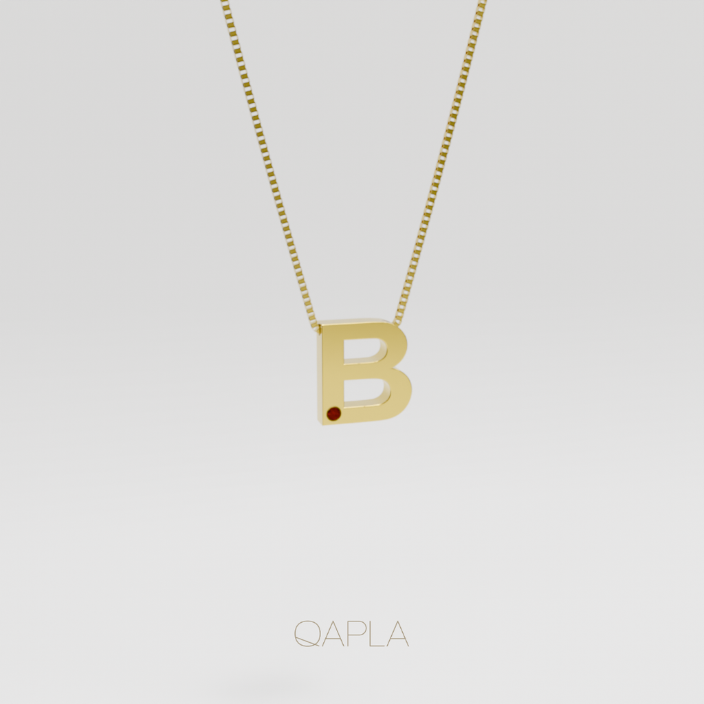 Bold Letter Necklace+Birthstone A-G