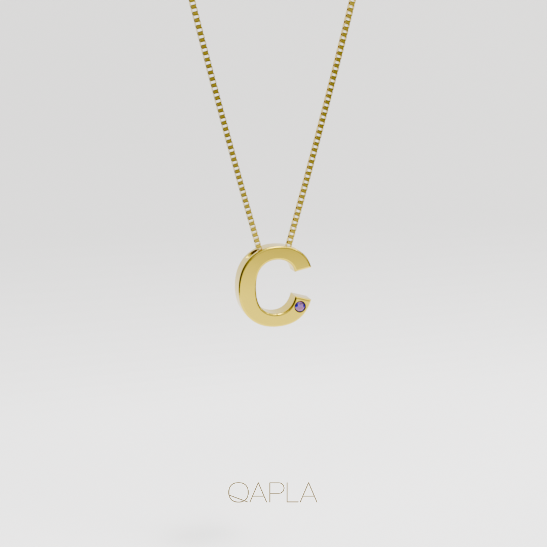 Bold Letter Necklace+Birthstone A-G