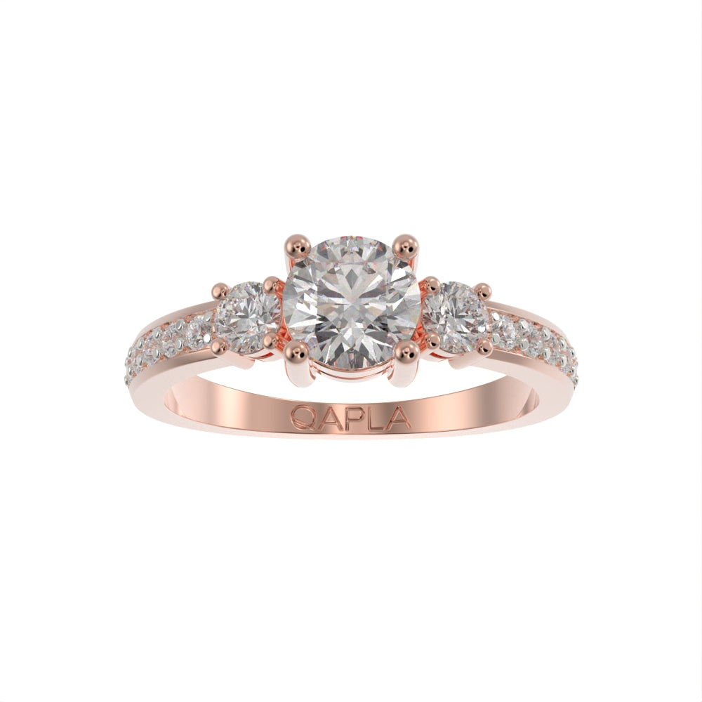 Classic Three stone pave ring