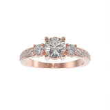 Classic Three stone pave ring