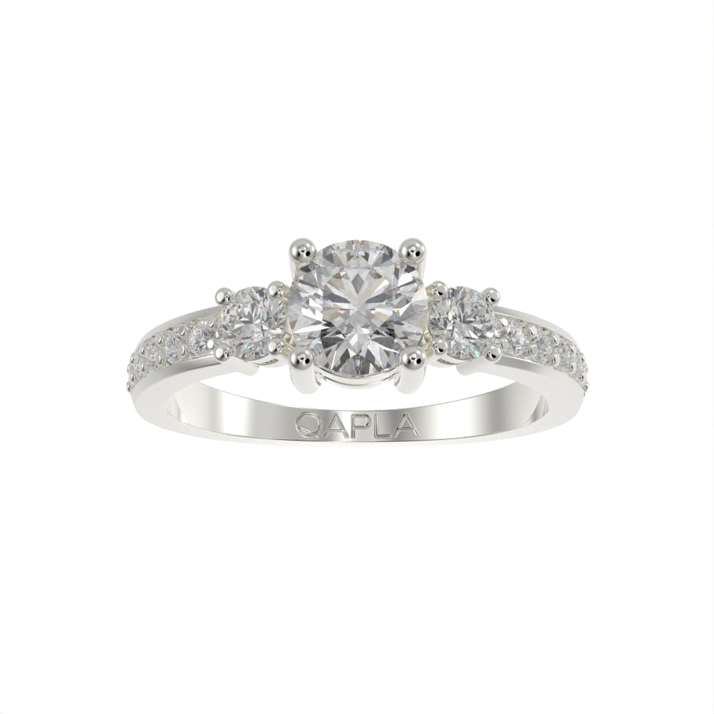 Classic Three stone pave ring