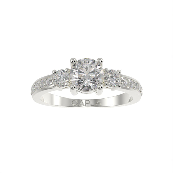 Classic Three stone pave ring